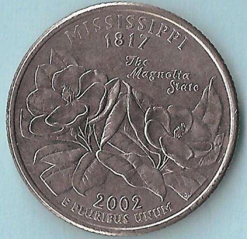 USA 2002 Mississippi Quarter Dollar "The Magnolia State"