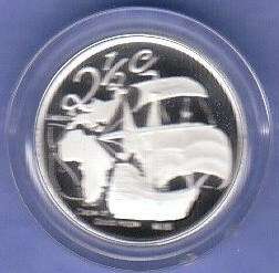 Proof 2009 Silver Maritime History Tickey in SA Mint bag with CoA