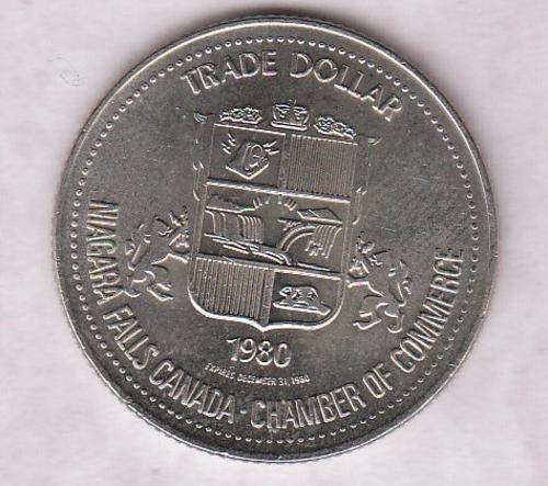 Niagara Falls Canada - 1980 Souvenir Trade Dollar - Spanish Aero Car