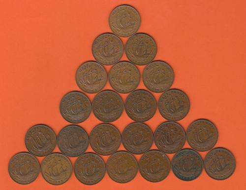23 British Half pennies  from 1937 to 1967