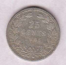 Netherlands SILVER 1905 25 Cents