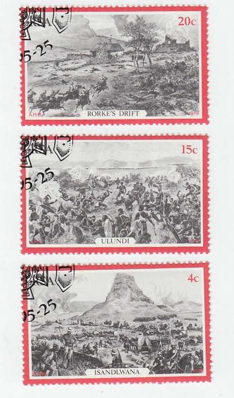 RSA 1979 Centenary of Zullu War - 3 Canc  Stamps SACC 463, 464, 465