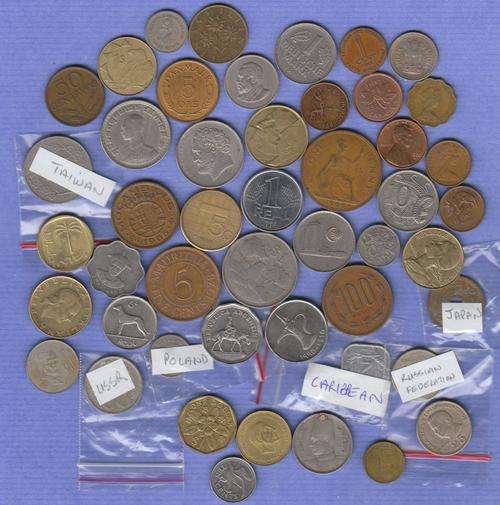 Interesting Mixed Lot of 48 International Coins - BID PER COIN TO TAKE THEM ALL!!!!