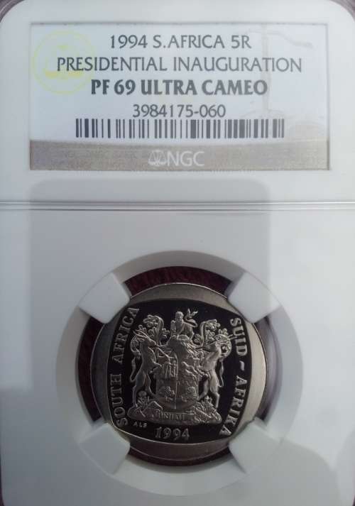 1994 South Africa R5 Presidential Inauguration PF 69 ultra Cameo