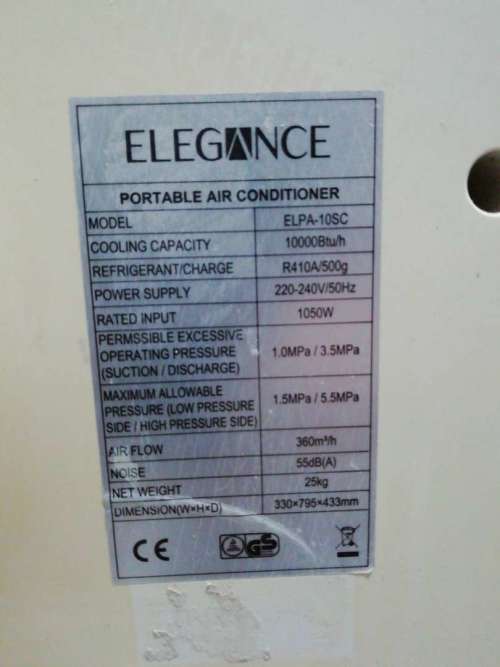 Airconditioner Portable Elegance 10000BTU Only R2000 in perfect working order