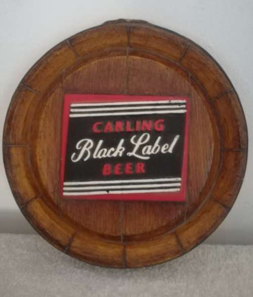 Black Label bar decoration - keg top - polystyrene - 26cm diameter
