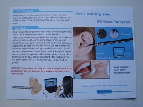 USB DIGITAL OTOSCOPE EAR MICROSCOPE CAMERA : INSPECTION BORESCOPE - ENDOSCOPE TOOL