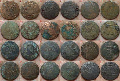 1700's VOC & 1800's Antique Copper Duit Colonial Ancient US Lot of (2 Coins)