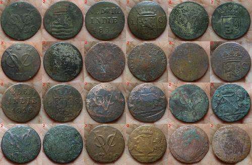 1700's VOC & 1800's Antique Copper Duit Colonial Ancient US Lot of (2 Coins)