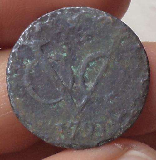 1791 VOC Antique Copper Duit Colonial Ancient US