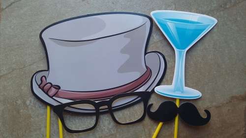 Photo props on sticks, 4 piece