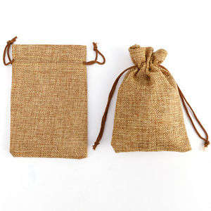 Hessian party bag / gift bag / drawstring bag  13.5x9.5cm