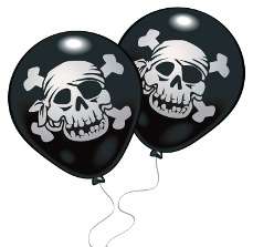 Pirate balloons 10 latex balloons per pack - jolly roger