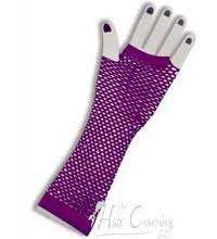 Purple fishnet gloves