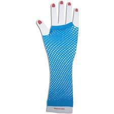 Blue fishnet gloves
