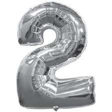 Large silver number two balloon
