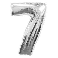Large silver number seven balloon