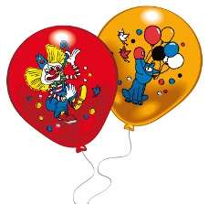 8 clowns / circus kids party latex balloons