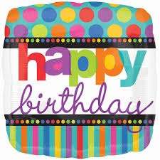 43cm happy birthday dots and stripes Foil Balloon xl