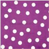 Polka dot party paper serviettes (20 in pack) - purple