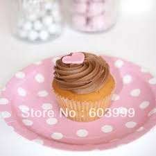 Pink polka dots big paper plates (10)