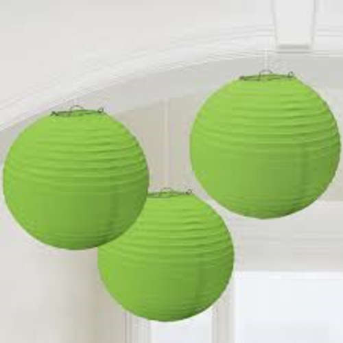 Lantern with expander color ball  - lime green +-46cm