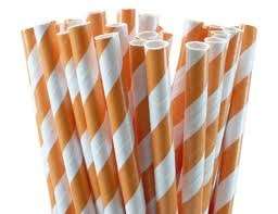 Paper straws 20 per pack - orange and white stripes