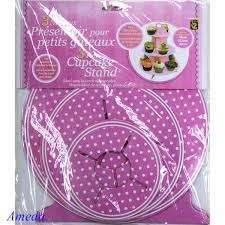 Cardboard cupcake stand - pink polka dots