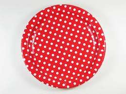Red polka dots big paper plates (10)