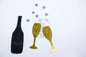 Champaigne bottle and glass plastic table confetti