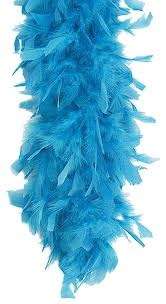 Feather boa necklace bright blue +-2m