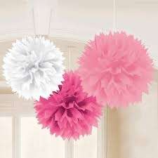 Plastic paper decorative hanging ball - dark pink - 20cm