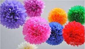 Tissue paper decorative hanging ball - dark blue - 35cm - pom pom