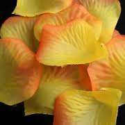 120 wedding rose material petals - confetti - orange with yellow