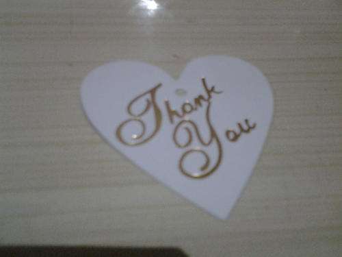 Heart  wedding thank you card 50 in pack gold, was R15 now R8