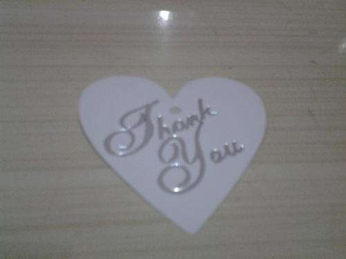 Heart  wedding thank you card 50 in pack        Written in silver