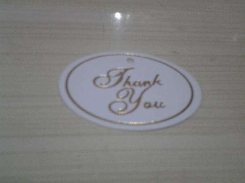 Oval wedding thank you card 50 in pack,              written in gold