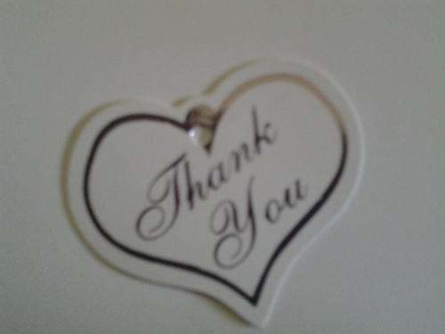 Heart  wedding thank you card 50 in pack        Written in silver . was R15