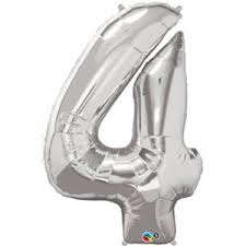 Large silver number four balloon
