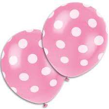 Helium quality balloon 10 in pack , light pink polka dots