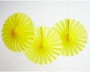 Tissue paper decorative hanging paper fan - 50cm - yellow