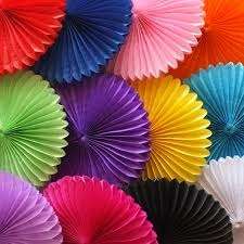 Tissue paper decorative hanging paper fan - 36cm Light Blue was R12