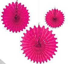 Tissue paper decorative hanging paper fan - 50cm - pink