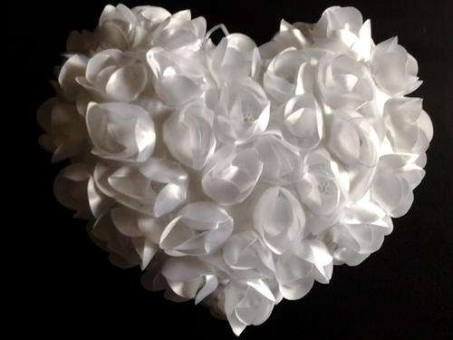 Satin wedding heart cushion. perfect to use as a ring cushion, 25cm
