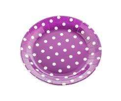 Purple polka dot big paper plates (10)