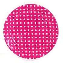 Pink polka dot big paper plates (10)