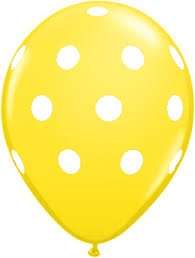 Helium quality balloon 10 in pack , yellow polka dots