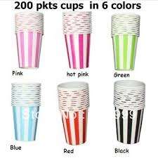 Light pink and white stripes paper cups 10 in pack, was R16 now R10