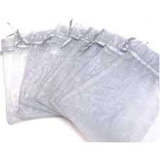 Silver grey organza  gift bag 10x8cm, packet with 50