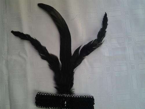 Sequin headband with feather